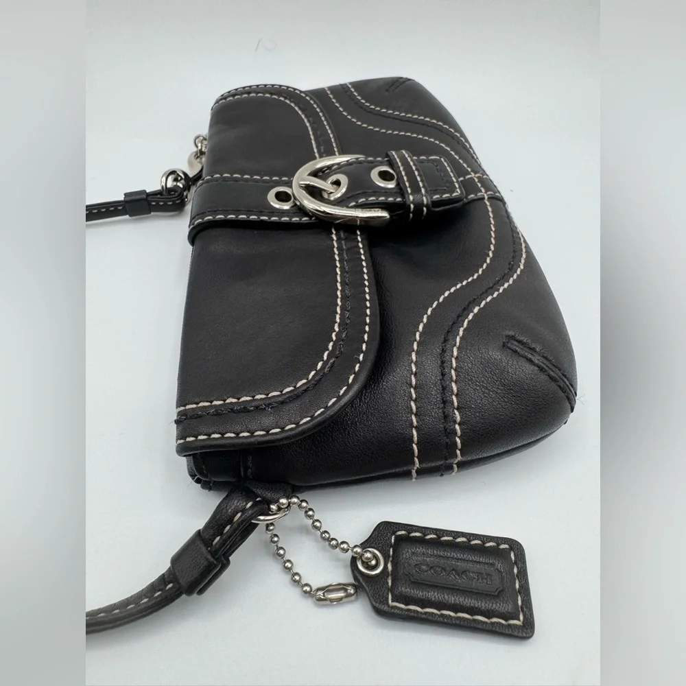 Coach Black SOHO Leather Wristlet with Buckle Detail | Very Good Condition - Picture 4 of 11